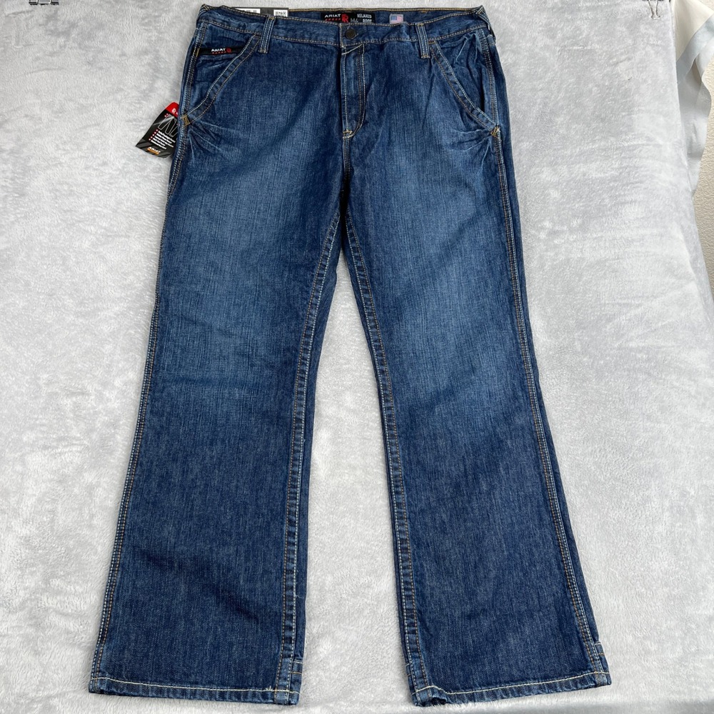 Ariat M4 Relaxed Bootcut FR Jeans 38x32 Blue Flame Resistant Workwear Denim NWT